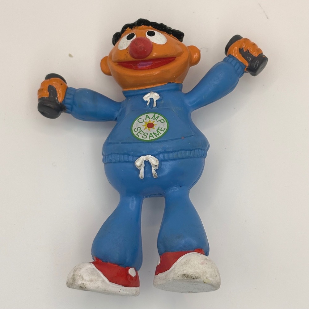 Vintage Sesame Street Ernie Camp Sesame Workout Figure PVC Toy Kid Dimensions